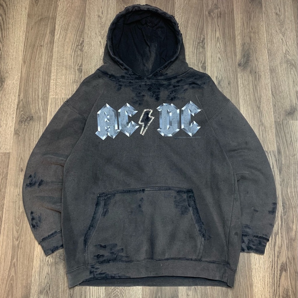 Vintage 2000s AC/DC Band Spellout Distressed Hoodie